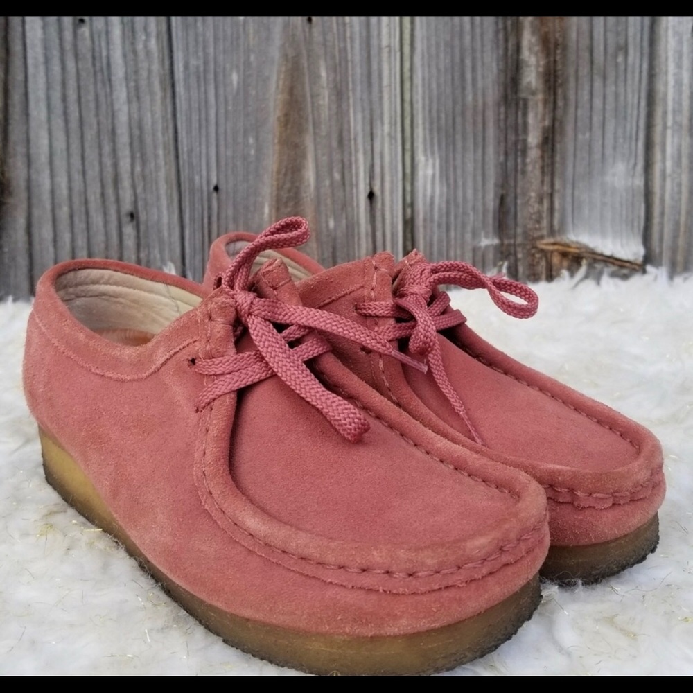 8.5 Wallabies Clarks Pink Suede Wallabees Leather